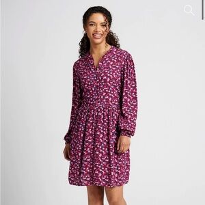 Sugarhill Brighton Danica smock long sleeve dress burgundy confetti petals 8 NWT
